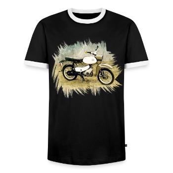 Simson SR 4/4 Hawk - T-shirt contrasté Homme - noir/blanc - Devant - AI Model Female 172 light (172cm) & AI Model Male 178 light (178cm)