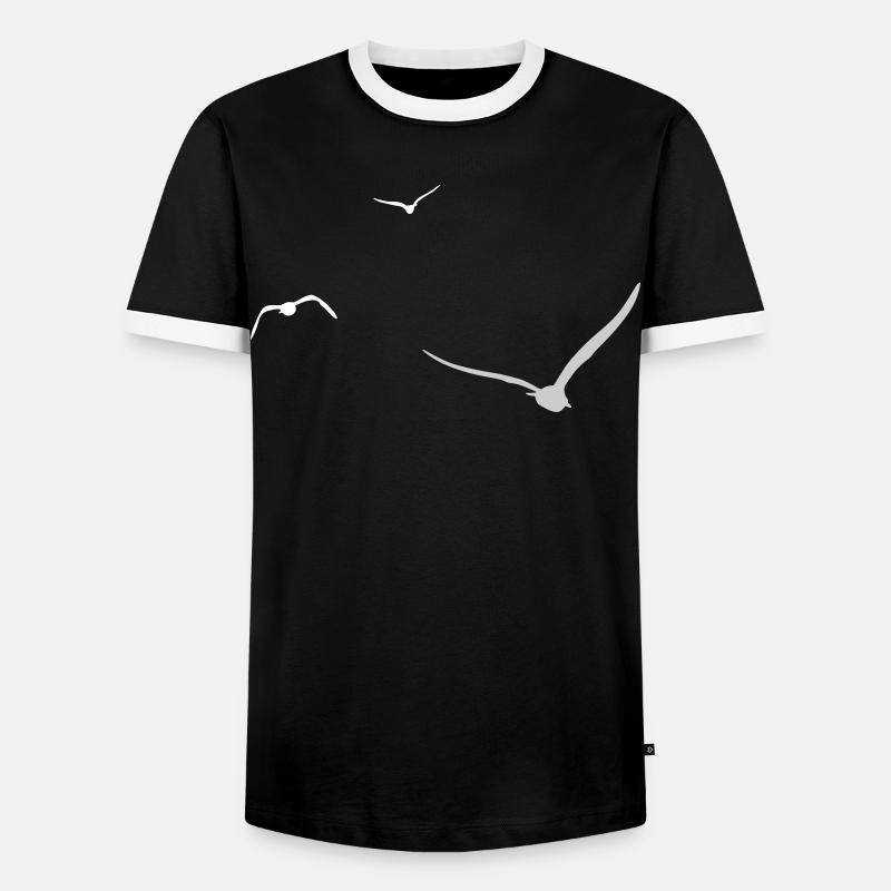 Drei Möwen | Möwe | Farben einstellbar - Männer Kontrast-T-Shirt - Schwarz/Weiß