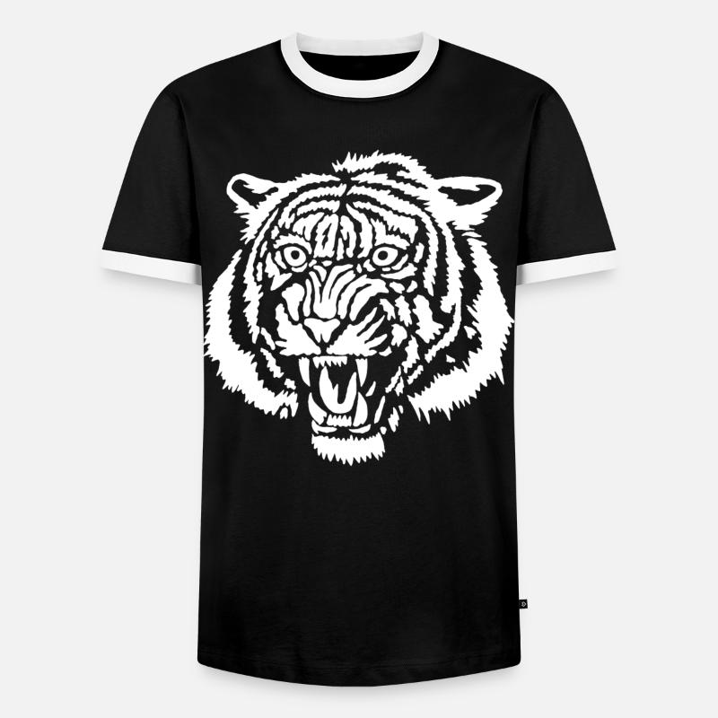 White tiger graffiti - Men's Ringer Shirt - black/white