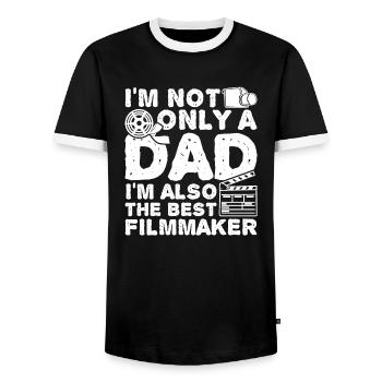 Filmemacher Vater - Männer Kontrast-T-Shirt - Schwarz/Weiß - Vorne - AI Model Female 172 light (172cm) & AI Model Male 178 light (178cm)