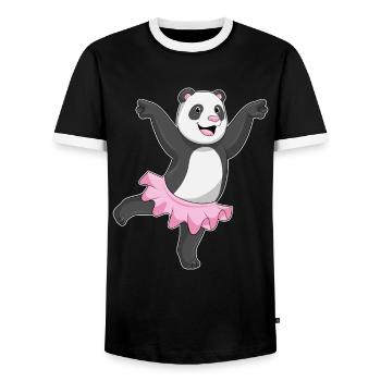 Panda Ballerina Ballet Dance - Men's Ringer Shirt - black/white - Front - AI Model Female 172 light (172cm) & AI Model Male 178 light (178cm)