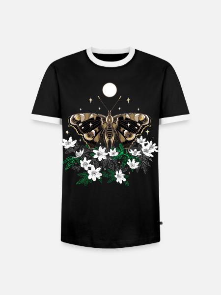 Motte Nachtfalter mit Buschwindröschen - Männer Kontrast-T-Shirt - Schwarz/Weiß
