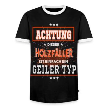 Holzfäller, einfach nur ein geiler Typ - Männer Kontrast-T-Shirt - Schwarz/Weiß - Vorne - AI Model Female 172 light (172cm) & AI Model Male 178 light (178cm)