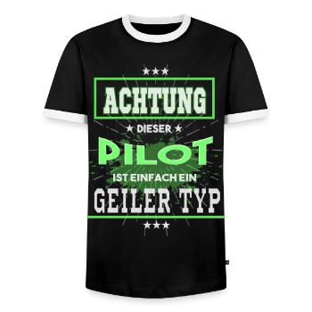 Pilot, einfach nur ein geiler Typ - Männer Kontrast-T-Shirt - Schwarz/Weiß - Vorne - AI Model Female 172 light (172cm) & AI Model Male 178 light (178cm)