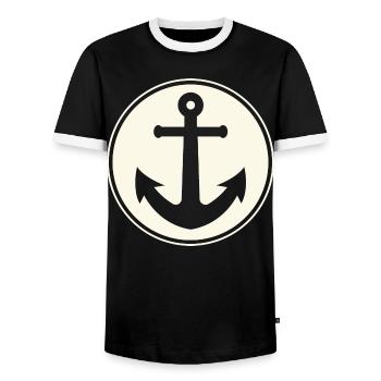 Anchor Captain Sailing Sailor - Men's Ringer Shirt - black/white - Front - AI Model Female 172 light (172cm) & AI Model Male 178 light (178cm)
