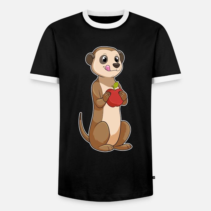 Erdmännchen mit Apfel - Männer Kontrast-T-Shirt - Schwarz/Weiß