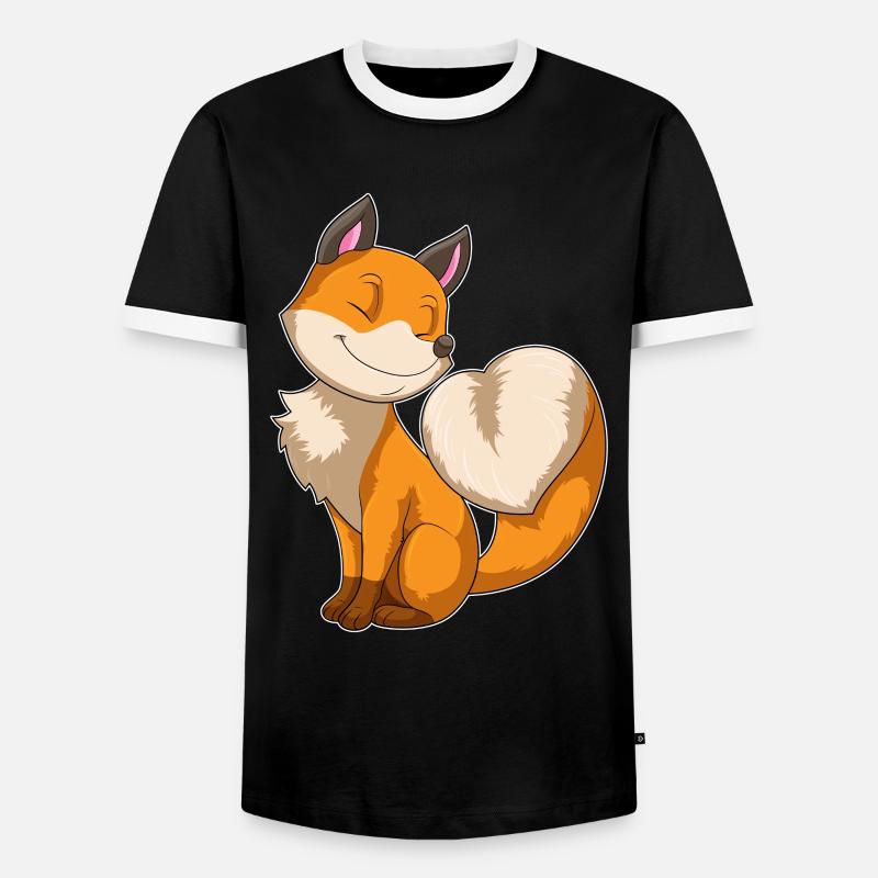 Fuchs mit Herz - Männer Kontrast-T-Shirt - Schwarz/Weiß