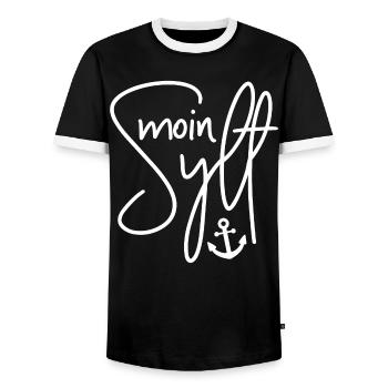 Reisen Reise Insel Tourist Urlaub Spruch Moin Sylt - Männer Kontrast-T-Shirt - Schwarz/Weiß - Vorne - AI Model Female 172 light (172cm) & AI Model Male 178 light (178cm)
