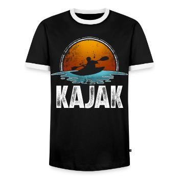Kajak Kajakfahren - Männer Kontrast-T-Shirt - Schwarz/Weiß - Vorne - AI Model Female 172 light (172cm) & AI Model Male 178 light (178cm)