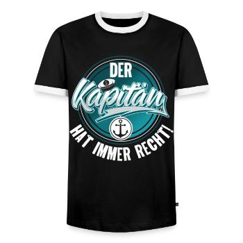 Kapitän Motorboot Segeln Boot Schiff - Männer Kontrast-T-Shirt - Schwarz/Weiß - Vorne - AI Model Female 172 light (172cm) & AI Model Male 178 light (178cm)