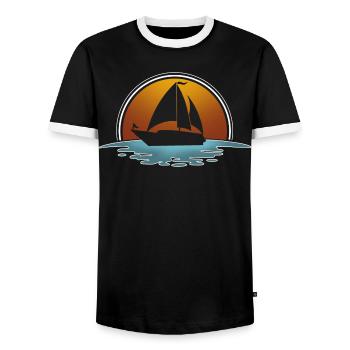 Voilier Voilier Voilier Voilier Marin - T-shirt contrasté Homme - noir/blanc - Devant - AI Model Female 172 light (172cm) & AI Model Male 178 light (178cm)