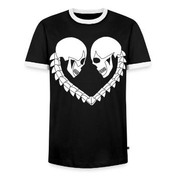 Heart of white skulls - Men's Ringer Shirt - black/white - Front - AI Model Female 172 light (172cm) & AI Model Male 178 light (178cm)