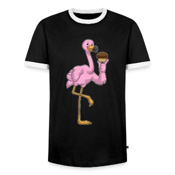 Flamingo Muffin - Men's Ringer Shirt - black/white - Front - AI Model Female 172 light (172cm) & AI Model Male 178 light (178cm)