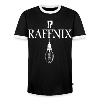 Raffnix Nerd - Men's Ringer Shirt - black/white - Front - AI Model Female 172 light (172cm) & AI Model Male 178 light (178cm)