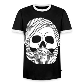 Skull of a white fisherman - Men's Ringer Shirt - black/white - Front - AI Model Female 172 light (172cm) & AI Model Male 178 light (178cm)