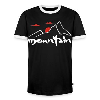 Weißer Berg und rote Sonne - Männer Kontrast-T-Shirt - Schwarz/Weiß - Vorne - AI Model Female 172 light (172cm) & AI Model Male 178 light (178cm)