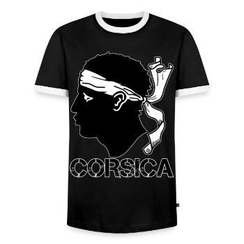 Corsica Drapeau Tête de Maure - T-shirt contrasté Homme - noir/blanc - Devant - AI Model Female 172 light (172cm) & AI Model Male 178 light (178cm)