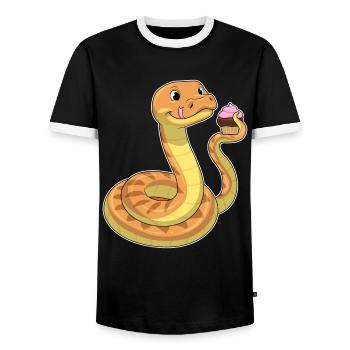 Schlange Muffin - Männer Kontrast-T-Shirt - Schwarz/Weiß - Vorne - AI Model Female 172 light (172cm) & AI Model Male 178 light (178cm)