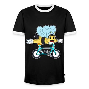 Bee Bicycle - Men's Ringer Shirt - black/white - Front - AI Model Female 172 light (172cm) & AI Model Male 178 light (178cm)