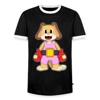 Dog Boxer Boxing Gloves Boxing - Men's Ringer Shirt - black/white - Front - AI Model Female 172 light (172cm) & AI Model Male 178 light (178cm)