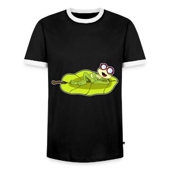 Frog Glasses - Men's Ringer Shirt - black/white - Front - AI Model Female 172 light (172cm) & AI Model Male 178 light (178cm)