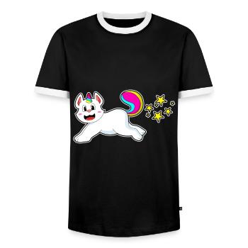 Licorne Chat - T-shirt contrasté Homme - noir/blanc - Devant - AI Model Female 172 light (172cm) & AI Model Male 178 light (178cm)