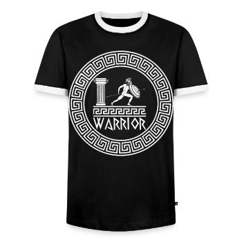 Guerrier grec antique (blanc) - T-shirt contrasté Homme - noir/blanc - Devant - AI Model Female 172 light (172cm) & AI Model Male 178 light (178cm)