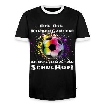Fußball Schulanfang Geschenk - Männer Kontrast-T-Shirt - Schwarz/Weiß - Vorne - AI Model Female 172 light (172cm) & AI Model Male 178 light (178cm)