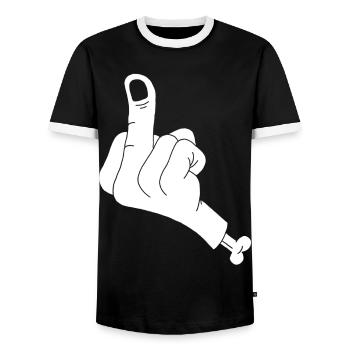 Main coupée et vulgarité (blanc) - T-shirt contrasté Homme - noir/blanc - Devant - AI Model Female 172 light (172cm) & AI Model Male 178 light (178cm)