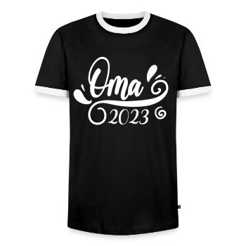 Oma 2023 - Werdende Oma 2023 - Männer Kontrast-T-Shirt - Schwarz/Weiß - Vorne - AI Model Female 172 light (172cm) & AI Model Male 178 light (178cm)