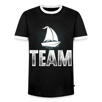 Voilier Voilier Voilier Équipage de l’équipe de voiliers - T-shirt contrasté Homme - noir/blanc - Devant - AI Model Female 172 light (172cm) & AI Model Male 178 light (178cm)