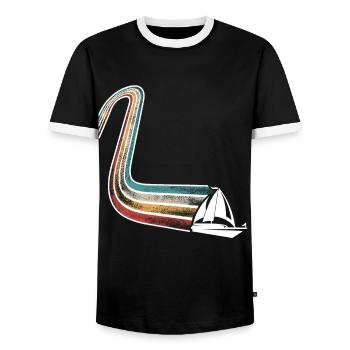 Segeln Segler Segelboot Retro Vintage - Männer Kontrast-T-Shirt - Schwarz/Weiß - Vorne - AI Model Female 172 light (172cm) & AI Model Male 178 light (178cm)