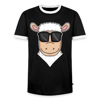Illustration de moutons - T-shirt contrasté Homme - noir/blanc - Devant - AI Model Female 172 light (172cm) & AI Model Male 178 light (178cm)