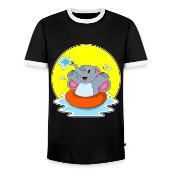 Elefant Schwimmen Schwimmring Sommer - Männer Kontrast-T-Shirt - Schwarz/Weiß - Vorne - AI Model Female 172 light (172cm) & AI Model Male 178 light (178cm)