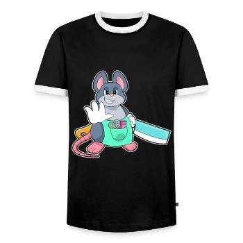Maus Friseur Rasiermesser - Männer Kontrast-T-Shirt - Schwarz/Weiß - Vorne - AI Model Female 172 light (172cm) & AI Model Male 178 light (178cm)