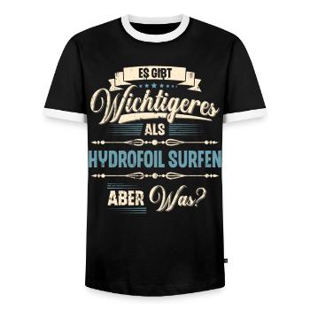 Hydrofoil Surfing Surf Surfer Hydrofoil Surfen - Männer Kontrast-T-Shirt - Schwarz/Weiß - Vorne - AI Model Female 172 light (172cm) & AI Model Male 178 light (178cm)
