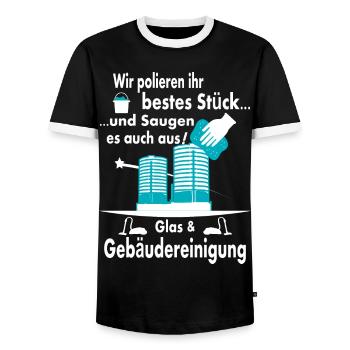 Glas & Gebäudereinigung - Männer Kontrast-T-Shirt - Schwarz/Weiß - Vorne - AI Model Female 172 light (172cm) & AI Model Male 178 light (178cm)