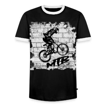 MTB Bike - Männer Kontrast-T-Shirt - Schwarz/Weiß - Vorne - AI Model Female 172 light (172cm) & AI Model Male 178 light (178cm)