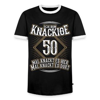 50. Geburtstag Lustig Geschenk - Männer Kontrast-T-Shirt - Schwarz/Weiß - Vorne - AI Model Female 172 light (172cm) & AI Model Male 178 light (178cm)