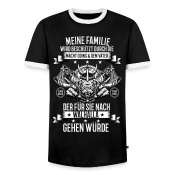 Wikinger Krieger Nordmann Axt Valhalla Nordmänner - Männer Kontrast-T-Shirt - Schwarz/Weiß - Vorne - AI Model Female 172 light (172cm) & AI Model Male 178 light (178cm)