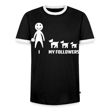 Funny Dog Followers - Men's Ringer Shirt - black/white - Front - AI Model Female 172 light (172cm) & AI Model Male 178 light (178cm)