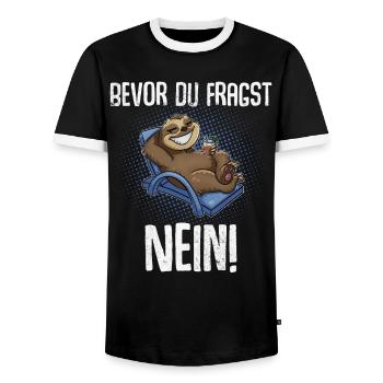 Bevor Du Fragst Nein! - Männer Kontrast-T-Shirt - Schwarz/Weiß - Vorne - AI Model Female 172 light (172cm) & AI Model Male 178 light (178cm)
