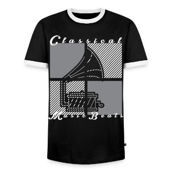 Gramophone - Men's Ringer Shirt - black/white - Front - AI Model Female 172 light (172cm) & AI Model Male 178 light (178cm)