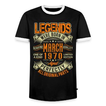 1970 Mars Anniversaire Légende - T-shirt contrasté Homme - noir/blanc - Devant - AI Model Female 172 light (172cm) & AI Model Male 178 light (178cm)