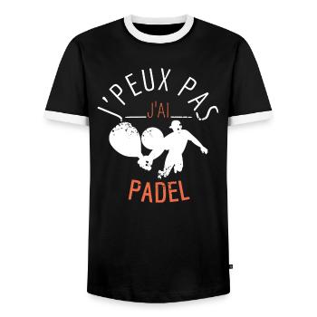 J'PEUX Pas J'ai PADEL - T-shirt contrasté Homme - noir/blanc - Devant - AI Model Female 172 light (172cm) & AI Model Male 178 light (178cm)