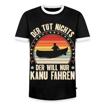 Kanu Kanufahrer Kanufahren - Männer Kontrast-T-Shirt - Schwarz/Weiß - Vorne - AI Model Female 172 light (172cm) & AI Model Male 178 light (178cm)