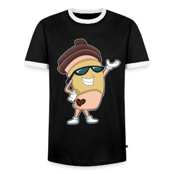 Coffee to go Becher - Männer Kontrast-T-Shirt - Schwarz/Weiß - Vorne - AI Model Female 172 light (172cm) & AI Model Male 178 light (178cm)