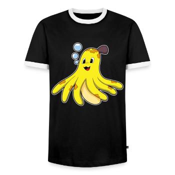 Octopus Banana - Men's Ringer Shirt - black/white - Front - AI Model Female 172 light (172cm) & AI Model Male 178 light (178cm)