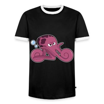 Octopus Motorcycle - Men's Ringer Shirt - black/white - Front - AI Model Female 172 light (172cm) & AI Model Male 178 light (178cm)