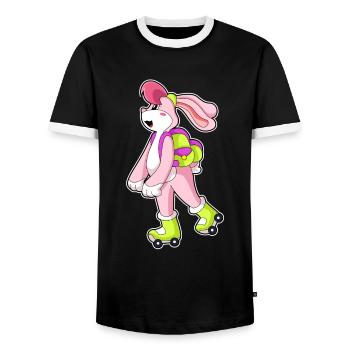 Hase Rollschuhfahren Rollschuhe - Männer Kontrast-T-Shirt - Schwarz/Weiß - Vorne - AI Model Female 172 light (172cm) & AI Model Male 178 light (178cm)